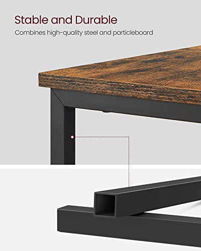 VASAGLE Side End Table with Charging Station, Slim Nightstand with Storage - color: Rustic Brown + Ink Black, size: 23.6"D x 13.8"W