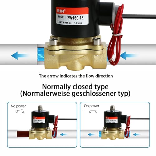 RIH PNEUMATIC 1/2 Inch Electric Solenoid Valve Brass 12V/24V/110V 2 Way High Turn Coil Normally Closed Water 2W160-15 Liquid Air control DC24V - style: DC24V