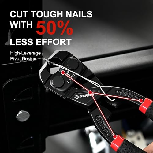 PURUS 8" End Cutting Pliers - Heavy Duty CR-V Nail Puller & Wire Nipper