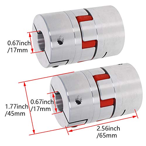 Fielect Shaft Coupling 17mm to 17mm Bore L65xD45 Flexible Coupler Joint for Servo Stepped Motor - size: 17mm to 17mm Bore L65x45D