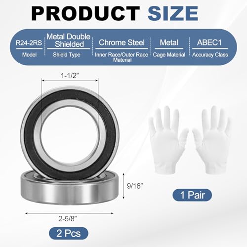 uxcell 2pcs R24-2RS Deep Groove Ball Bearing 1-1/2" IDx2-5/8 ODx9/16 H - size: 1-1/2" x 2-5/8" x 9/16"