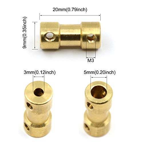 8 Pcs 3mm to 5mm Brass Connector Copper DIY Motor Flexible Shaft Coupling Joint Connector with Screws for Small Motor (3mm to 5mm) - size: 3mm to 5mm