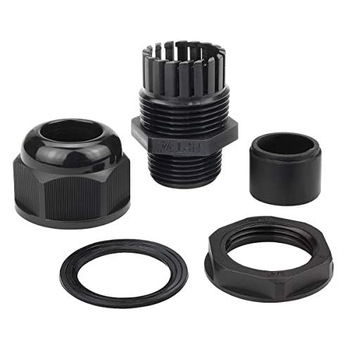 XHF IP68 Nylon Waterproof NPT Cable Glands Assortment 38pcs 1/4", 3/8'', 1/2'', 3/4'' UL Listed and RoHS Cord Grip Compliant Cable Strain Relief Black - color: Black, size: KIT(38PCS)