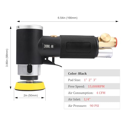2 3-inch Mini Orbital Sander da sander Air Dual Action Sander Air Polisher Super Smooth and Swirl Freely High Speed for Auto Body Work with 20 PCS Sanding Discs (BLACK) - color: Black+sanding Discs
