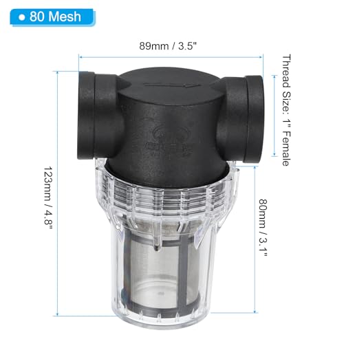 PATIKIL 3/4 Inch Female in-Line Strainer with 80 Mesh Stainless Steel Filter Screen Water Pump Filter for Garden Irrigation Pressure Washer Inlet