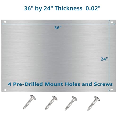 24 x 36-inch Reversible Stainless Steel Backsplash for Kitchen wall,Splatter Guard and Cooking Shield, Range Hood Accessories to Keep Kitchen Clean, Four Pre Drilled Holes for Easy Installation - size: 24"×36"(1-pc)
