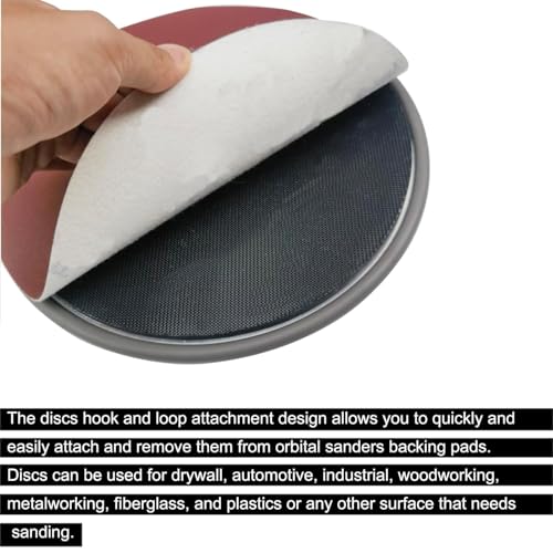 Tonmp 10 PCS 9 Inch 120 Grit Sanding Discs for Hand Radial Sander - 9"" Round Hook & Loop Sandpaper for Hand Sanding Tool, Aluminum Oxide Sander Disc for Hand Drywall Power Sander (120 Grits) - style: 120 Grits