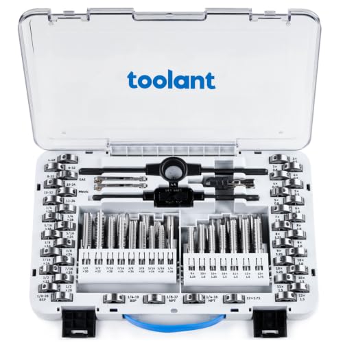 toolant 81-Piece Tap and Die Set, Metric and SAE Thread Repair Kit