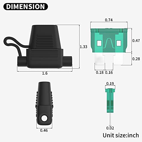 DAIERTEK 10 Gauge Fuse Holder 12V for ATC/ATO Blade Fuses, Inline Fuse Holder with 10 AWG Wires, Waterproof, 30A/40A Fuses, 6pcs - color: Normal-10awg