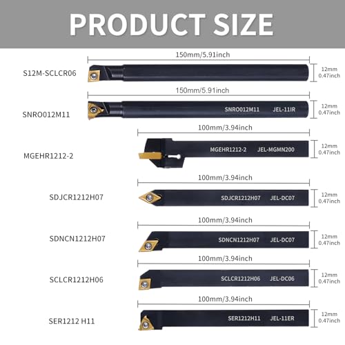 1/2" 12mm Indexable Lathe Turning Tool 21Pcs Kit for Turning - color: 7pcs 1/2" 12mm Shank +14pcs Inserts