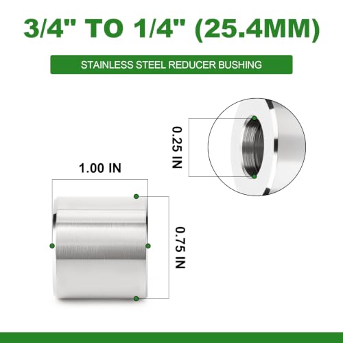 TAISHER 6pcs Stainless Steel Bushing Sleeve, 3/4" OD x1/4"ID (1"Length) - size: 3/4" OD x1/4"ID(6pcs)