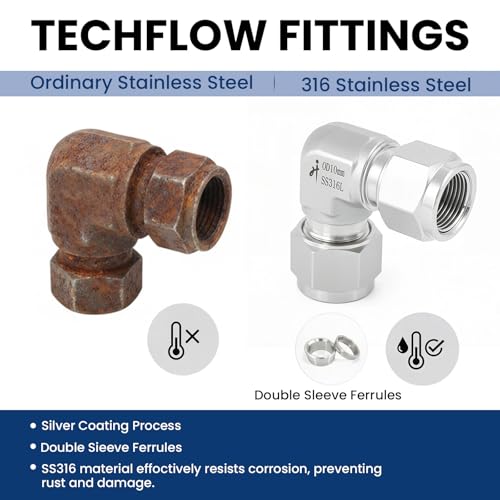 316SS 90 Degree Compression Tube Fitting Elbow Union, 1/2" OD - size: 1/2" OD x 1/2" OD