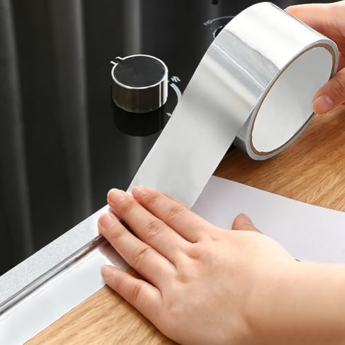 GORGECRAFT 10m*48~50mm Repair Aluminum Foil Tape Duct Tape Heavy Duty Waterproof Premium Silver Metal HVAC Heat Tapes High Temperature Dryer Vent Insulation Supply for Ductwork Sealing Furnace