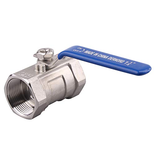 DERNORD Stainless Steel Ball Valve 1PC Type NPT Standard Port for Water, Oil, and Gas (1.25 Inch Ball Valve) - size: 1.25 Inch, style: Pack of 1