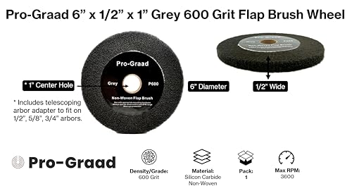 Flap Brush Finishing Wheel 6" x 1/2", Gray P600 Grit, 1 Pack - style: 6" x 1/2" x 1" Grey