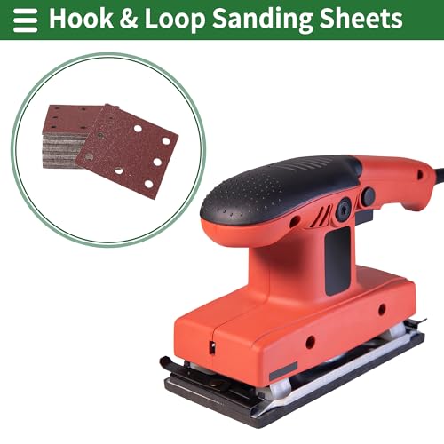 50 Pcs Rectangle Sandpaper 8 Hole 60 Grit Hook and Loop Sanding Sheets Universal for Automotive Refinishing Woodworking 115x110mm Aluminum Oxide Red - size: 60 Grit
