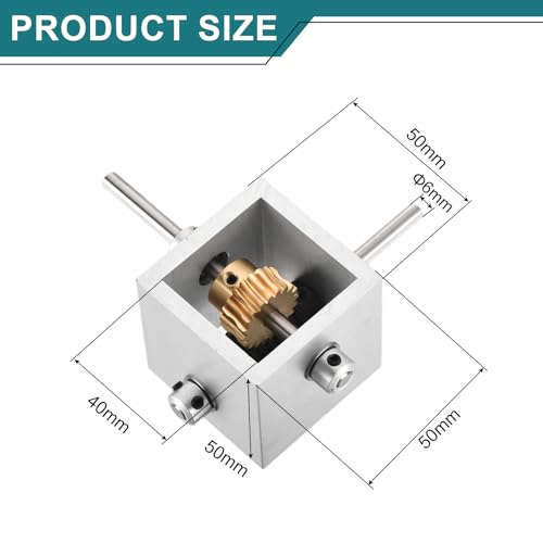uxcell Gear Box 90 Degree Right Angle Worm Gearbox 1:20 Reduction Gearbox 1 Module 20 Teeth Worm Gear Aluminum Frame Simple Mechanical DIY Module with 6mm Shaft, 100x100x50mm(LxWxH) - size: 6mm Shaft, style: 1:20
