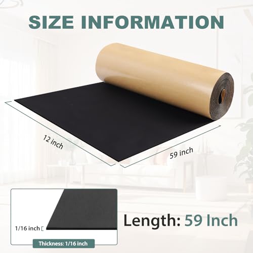 FONUNO Neoprene Foam Padding with Adhesive Closed Cell Foam, Black - color: Black, size: 12" Wide x 59" Long x 1/16" Thick
