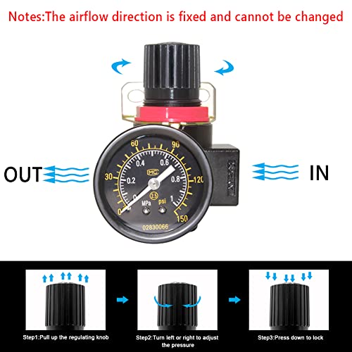 Beduan BR4000 Air Compressor Regulator Combo 1/2" NPT,Manual Drain with Bracket, Gauge - size: 1/2"NPT
