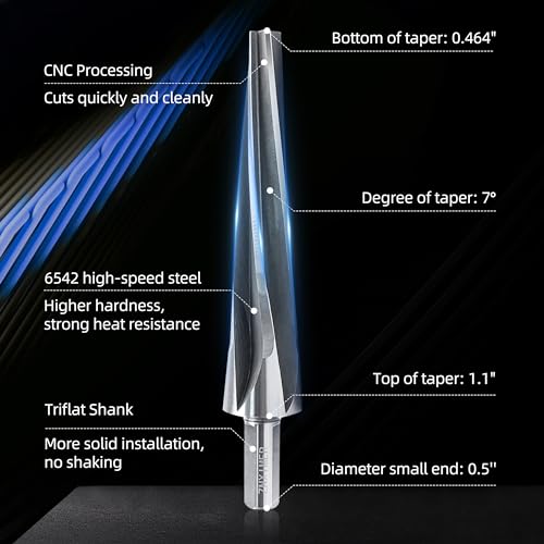 7 Degree Ball Joint Tapered Reamer Tie Rod for 1-1/2 inch Per Foot Tapered Ball Joint Reamer Made of 6542 High-Speed Tool Steel, Reamer Drill Bit Universal Reamer Tool Pipe Reamer - size: 7 Degree