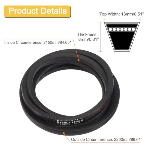 uxcell A84 1/2 Classic Wrapped V-Belt,87" Outer Circ A Profile,Black - size: A84 1/2