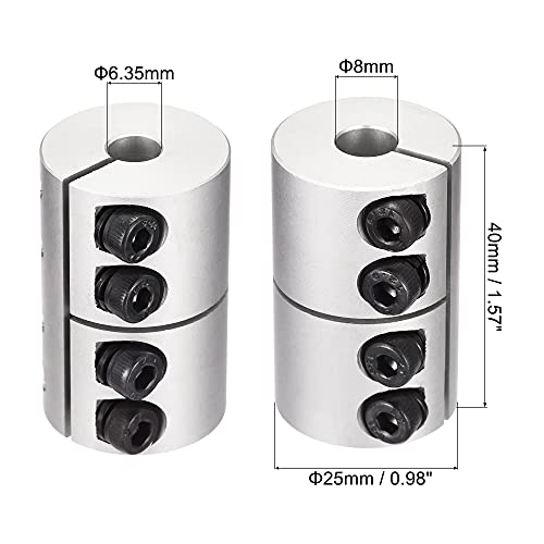 uxcell 2pcs 6.35mm to 8mm Shaft Coupling 25mmx40mm Coupler Aluminum Alloy Joint Motor for 3D Printer CNC Machine DIY Encoder - size: 8mm x 6.35mm