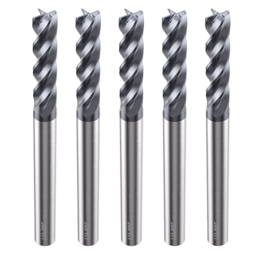 LU&MN Tungsten Carbide Square End Mills, 4 Flute, 1/8", 5 PCS - size: 1/8 in