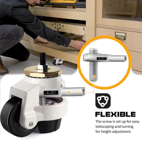 Heavy Duty Wheels, Leveling Stem Casters 2200 Lbs Total Capacity - size: 2 INCH