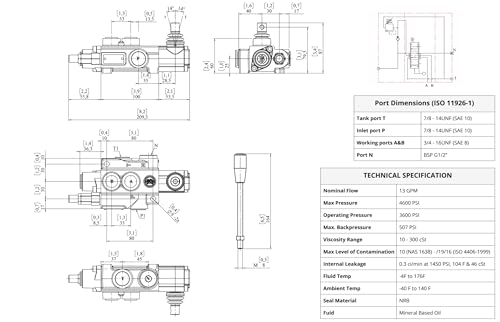 Magister Hydraulic Control Valve 3 Spool 13 GPM – 4-Way 3-Position, Open Center, 3600 PSI, SAE Ports - size: 13 GPM