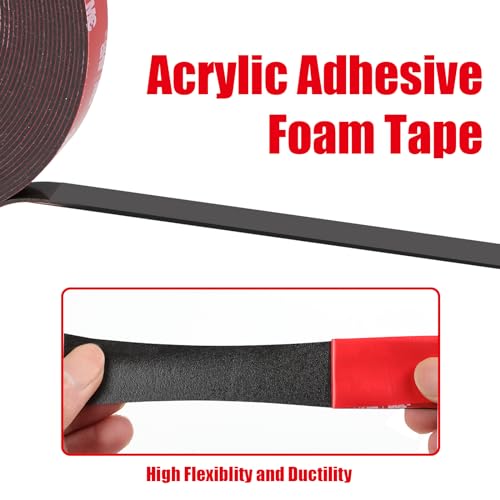 Double Sided Tape Heavy Duty, Waterproof Mounting Foam Tape, 36.5ft Length, 0.4in Width, High Temperature Resistant Adhesive Tape for Car, LED Strip Light, Office Decor, Uses 5952 Raw Material - size: 0.4in x 36.5ft - 5952