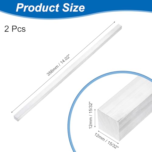 uxcell Square Aluminum Flat Bar, 15/32"x15/32"x14" (TxWxL) 12x12x356mm - size: 12x12x356mm