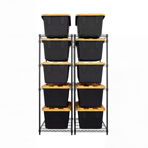 MonsterRAX 2-Pack 5-Tier NSF Bin Rack for 27-Gal Totes, Black - color: Black