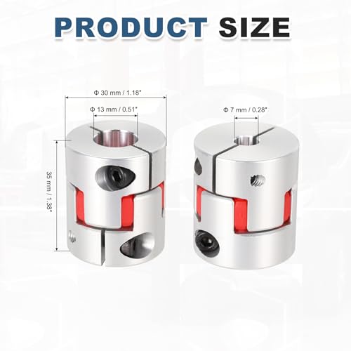 MECCANIXITY 7mm-13mm Aluminium Plum Flexible Shaft Coupling w Hex Wrench - size: 7mm to 13mm