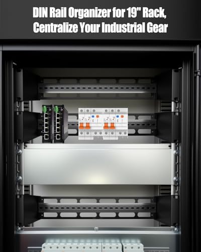 19 Inch Rack Mount DIN Rail Kit, 2U Adjustable Depth Mounting Bracket