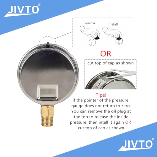 Pressure Gauge,Glycerin Liquid Filled,2.5" Dia,0-30 psi(Single Scale),1/4" NPT Brass Connection,Lower Mount, Stainless Steel Case,for Pneumatic,Pump,Hose,Well Tank,Gas Air Water Oil - size: 0-30 psi, style: lower mount(single scale )