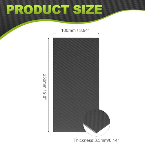 MECCANIXITY 3K Carbon Fiber Plate Panel Sheets, 100 x 250 x 3.5mm Carbon Fiber Board Plate Matte Twill Weave Panel Sheets Flexible for RC Aircraft, Model Car, Auto Parts - size: 100 x 250 x 3.5mm/3.94 x 9.8 x 0.14 inches