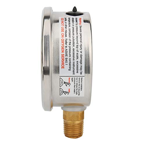 2-1/2" Dial Size, Oil Filled Hydraulic Pressure Gauge, 0-5000psi/kpa, 304 Stainless Steel Case, 1/4" NPT Lower Mount