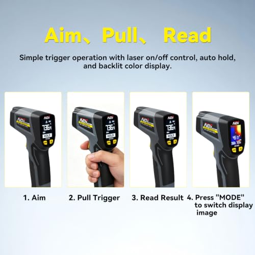 ND182D Infrared Thermometer and Thermal Imaging Gun, -4°F to 752°F, Handheld Non-Contact Laser Temp Gun with Color Thermal Map for HVAC, Home Repair and Industrial Use