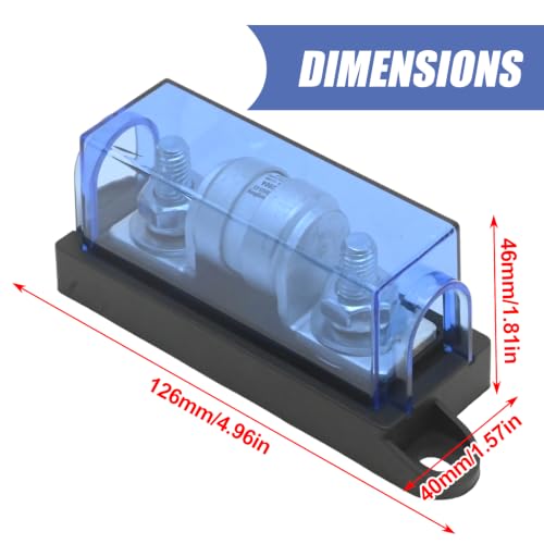 250V DC Class T Fuse Holder, 200 Amp Fuse Block, Compatible with 12V Inverters, 24V Inverters, Protects Electrical Systems from Surges and Short Circuits - size: 250V 200A