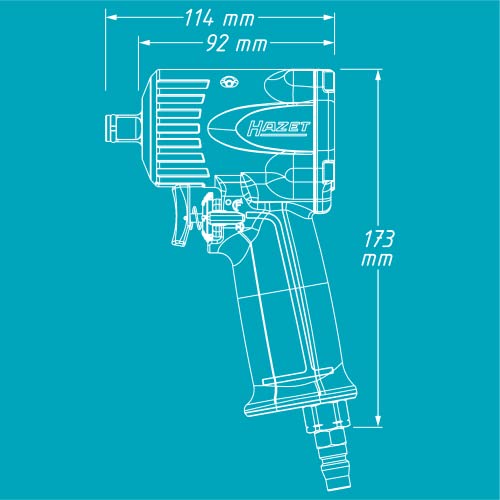 HAZET Pneumatic Impact Wrench 9012M I Max. Loosening Torque 214.33 Galbf-Ft, Square 12.0.20 In (1/2 Inch) I Low Vibration - Tool for Tightening and Loosening Screws