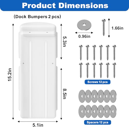 Dock Bumpers, Boat Dock Bumper Fender for Edge & Side, Marine-Grade PVC Fenders Guards for Docking, UV-Resistant, Edge Protection & Dock Guard, Includes 304 Stainless Hardware - 2PACK White - style: 2PACK-WHITE