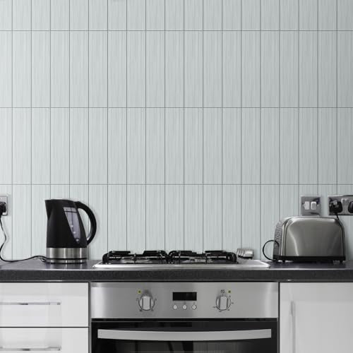 AULIGET 3" x 12" Peel and Stick Backsplash Wall Tiles, PVC Composite Stick on Tiles for Backsplash Kitchen, Bathroom, Laundry Room, Camper, Fireplace (40, Brushed Metal) - color: Brushed Metal, size: 40 Pieces, 3"x12"x0.12"