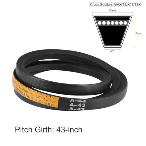 uxcell A43 Drive V-Belts 43" Pitch Length 13mm Width 8mm Thick JIS Standard A-Section Rubber Drive Transmission Belt 2pcs - size: 43"