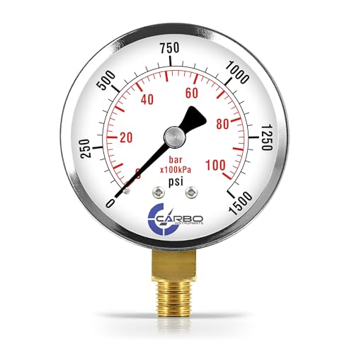 2-1/2" Pressure Gauge, Chrome Plated Steel Case, Dry, 0-1500 psi/kPa, Lower Mount 1/4" NPT - style: 0-1500 psi