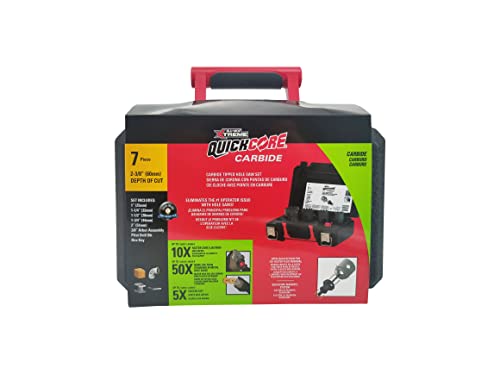 Disston QUICKCORE 7pc Carbide Tipped Hole Saw Set (1", 1 1/4", 1 1/2", 1 3/4", 2", Arbor & Pilot Bit) 10X Faster CORE Ejection Quick Change E0100297 - style: 7 Piece Set