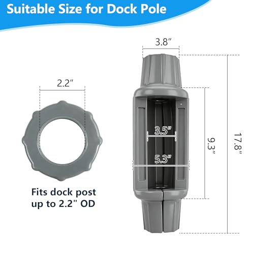 Dock Bumpers for Poles, Boat Dock Pole Bumpers for Docking Dock Post Bumpers for Slide-Over Pole, Slip-On Dock Support Pipe, Vertical Protection Soft UV-Resistant Marine-Grade Vinyl - color: Grey(2 PK)