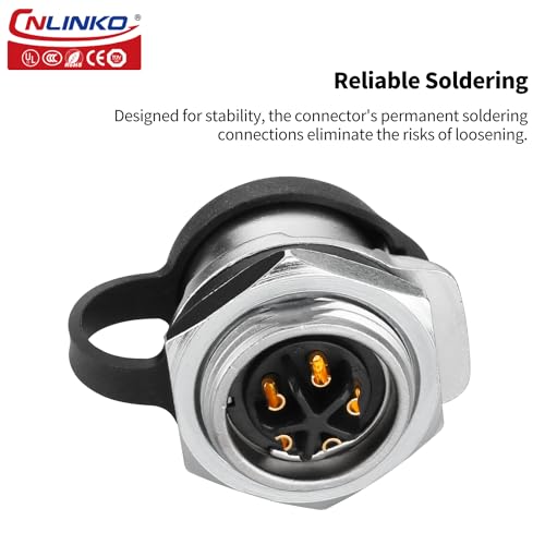 CNLINKO LP20 5 Pin Waterproof Connectors,IP68 Circular Connectors Fast Locking Plug,2-12 Pin Power Connector M20 Male Female Plug,LED Outdoor Lighting Connectors(5 Pin) - size: 5 PIN, style: Black/Single-Hole Socket