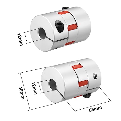 uxcell Shaft Coupling 12mm to 12mm Bore L55xD40 Flexible Coupler Joint for Servo Stepped Motor - size: 12 to 12mm L55xD40