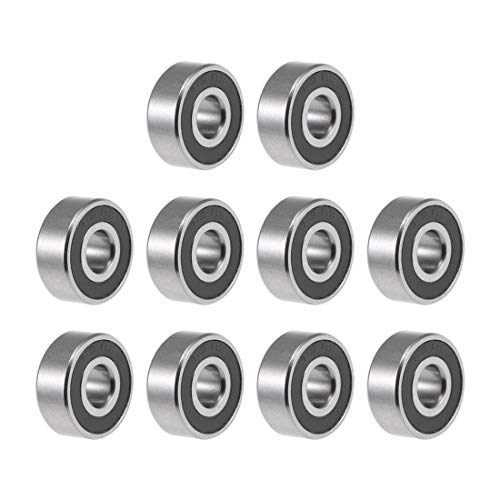 uxcell R3-2RS Deep Groove Ball Bearing 3/16-inchx1/2-inchx0.196-inch Sealed Z2 Lever Bearings 10pcs - size: 3/16"x1/2"x10/51"