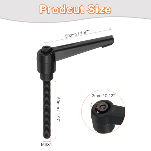 uxcell 2Pcs M6 x 50mm Adjustable Knobs Handle Male Thread Push Button Ratchet Quick Release Locking Rotating Bolt for Lathe Machinery, Black - size: M6 x 50mm